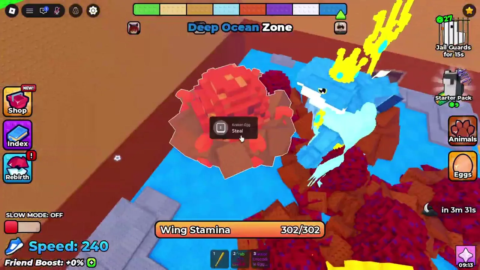 Deep Ocean Zone Kraken nest in +1 Wings For Eggs with a steal prompt over a red egg