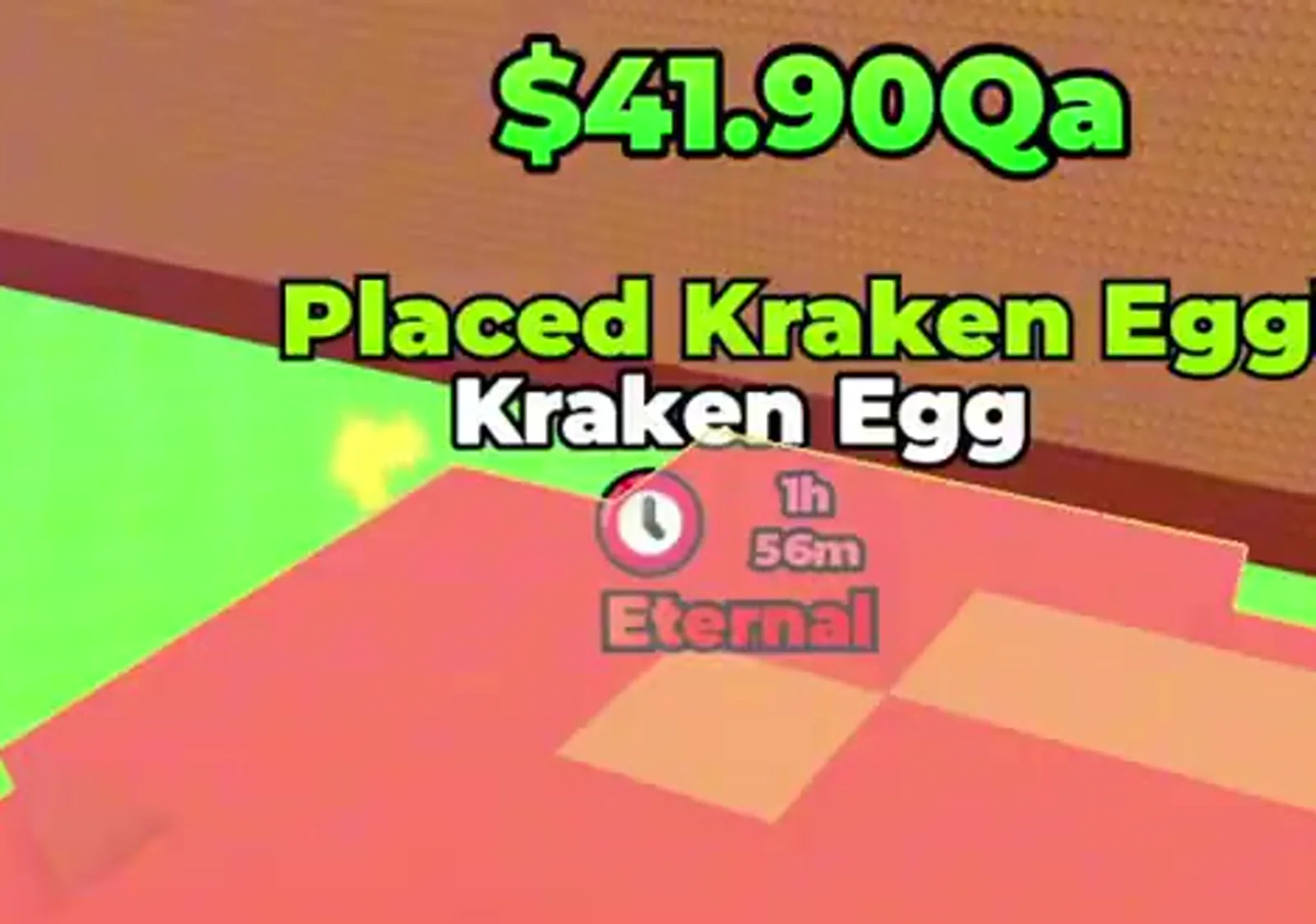 Kraken Egg placed in a +1 Wings For Eggs pen showing the Eternal rarity tag and a 1h 56m hatch countdown